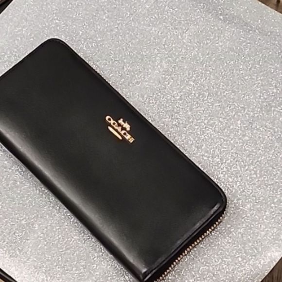 Coach Logo Slim Accordian Zip Leather Wallet - Picture 10 of 12